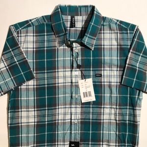 RVCA Mens Short Sleeve Plaid Woven Shirt Small NWT